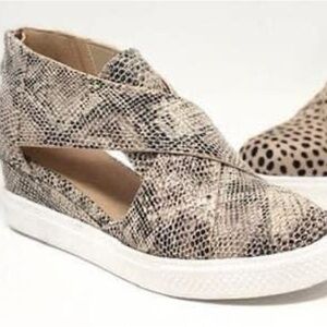 CCOCCI Beige Snakeskin Wedge Sneakers